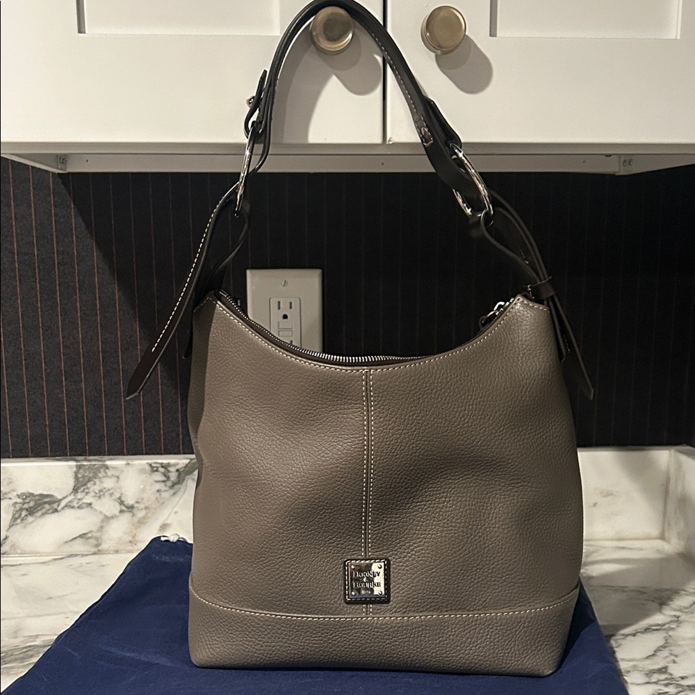 Dooney & Burke Gray Pebble Grain Leather Hobo Bag
